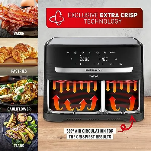 Tefal Easy Fry Dual Zone Digital Air Fryer, 2 Drawers