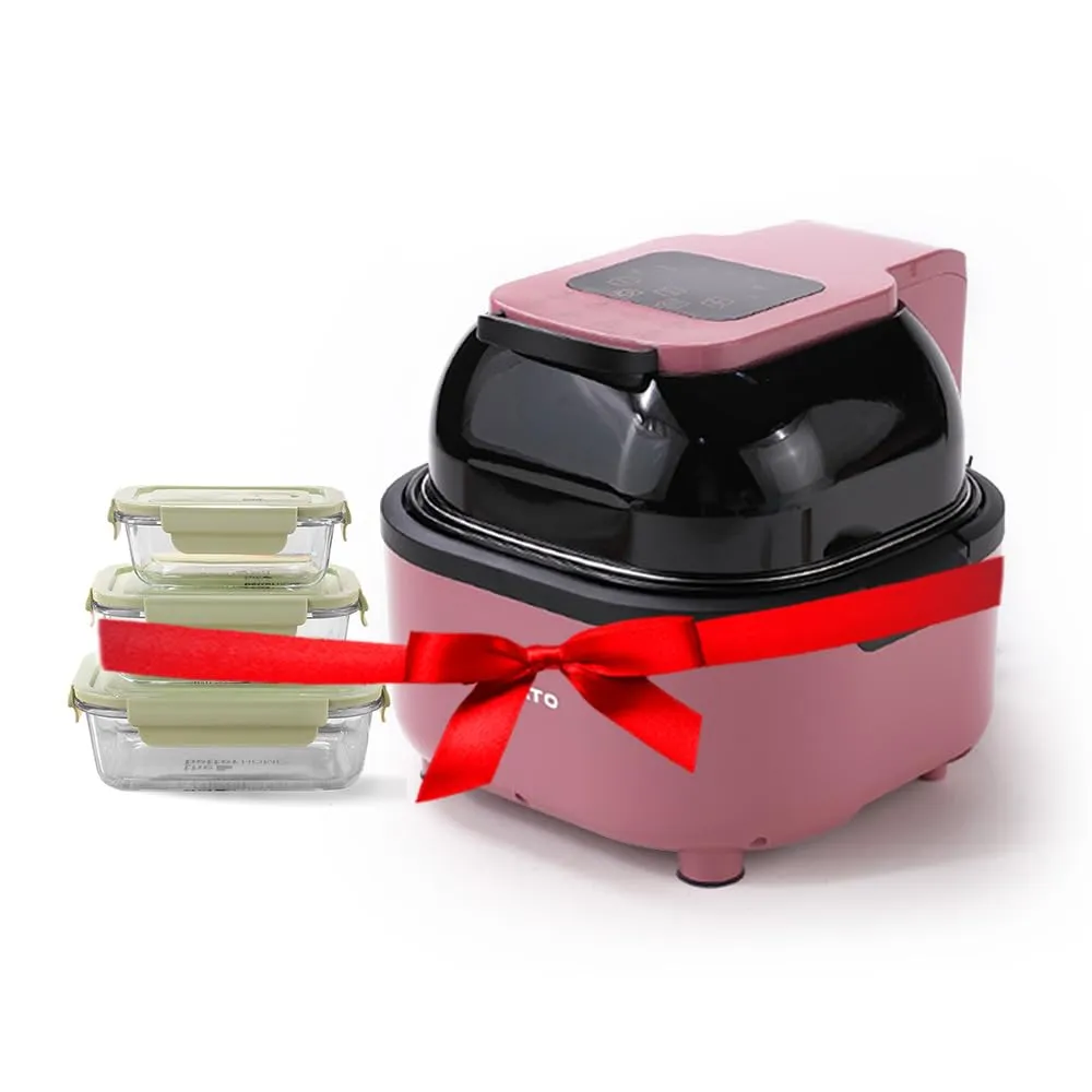 The Better Home Fumato's Kitchen and Appliance Combo| Easy Peek Air Fryer With Air Tight Food Cotainer 1040 680 410ml |Food Grade Material| Ultimate Utility Combo for Home| Pink Green