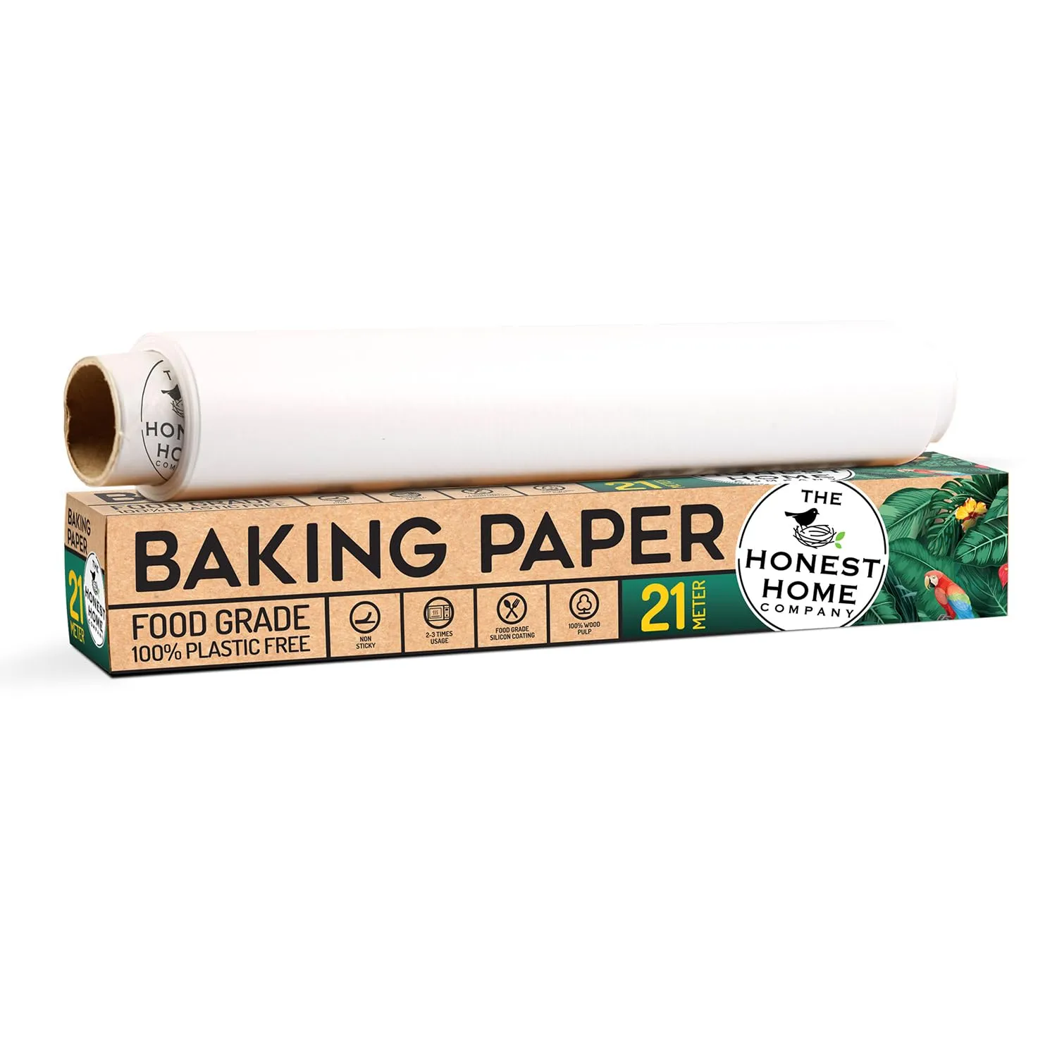 The Honest Home Co. | Baking Paper Roll - 21 Meters, 40 GSM | FDA Approved Parchment Paper| 100% Non Stick | Baking Essentials | Pack of 1