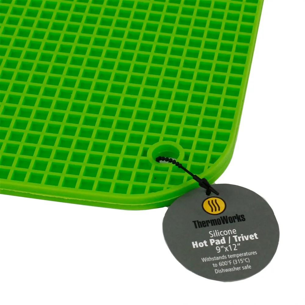 Thermoworks Hi-Temp Non-Slip Silicone Hotpad/Trivet 9"x12" 600°F BPA Free Green