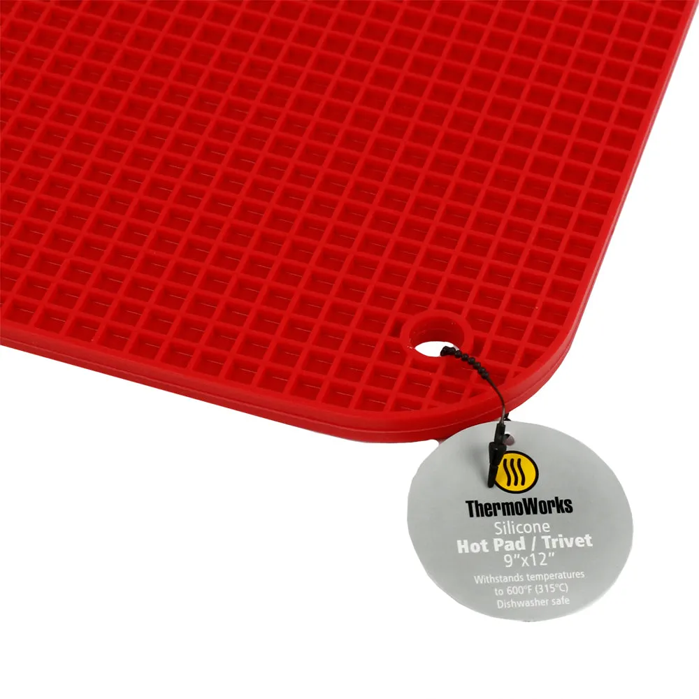 Thermoworks Hi-Temp Non-Slip Silicone Hotpad/Trivet 9"x12" 600°F BPA Free Red