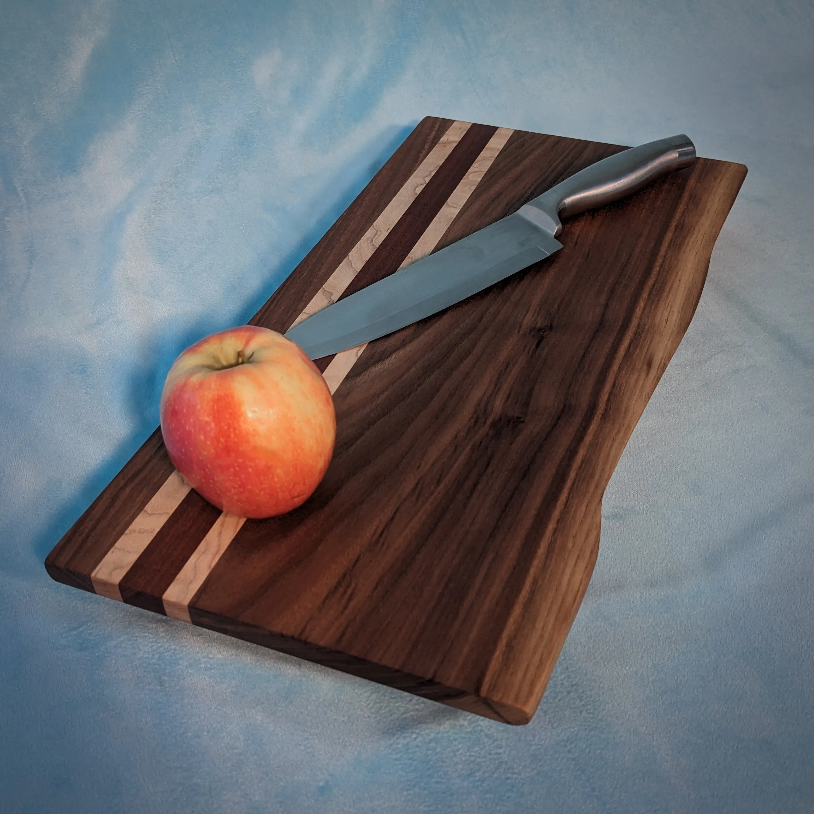 Thin, Striped Live Edge Walnut Cutting Board