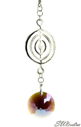 Topaz Irridescent Crystal Decor Beaded Fan Pull