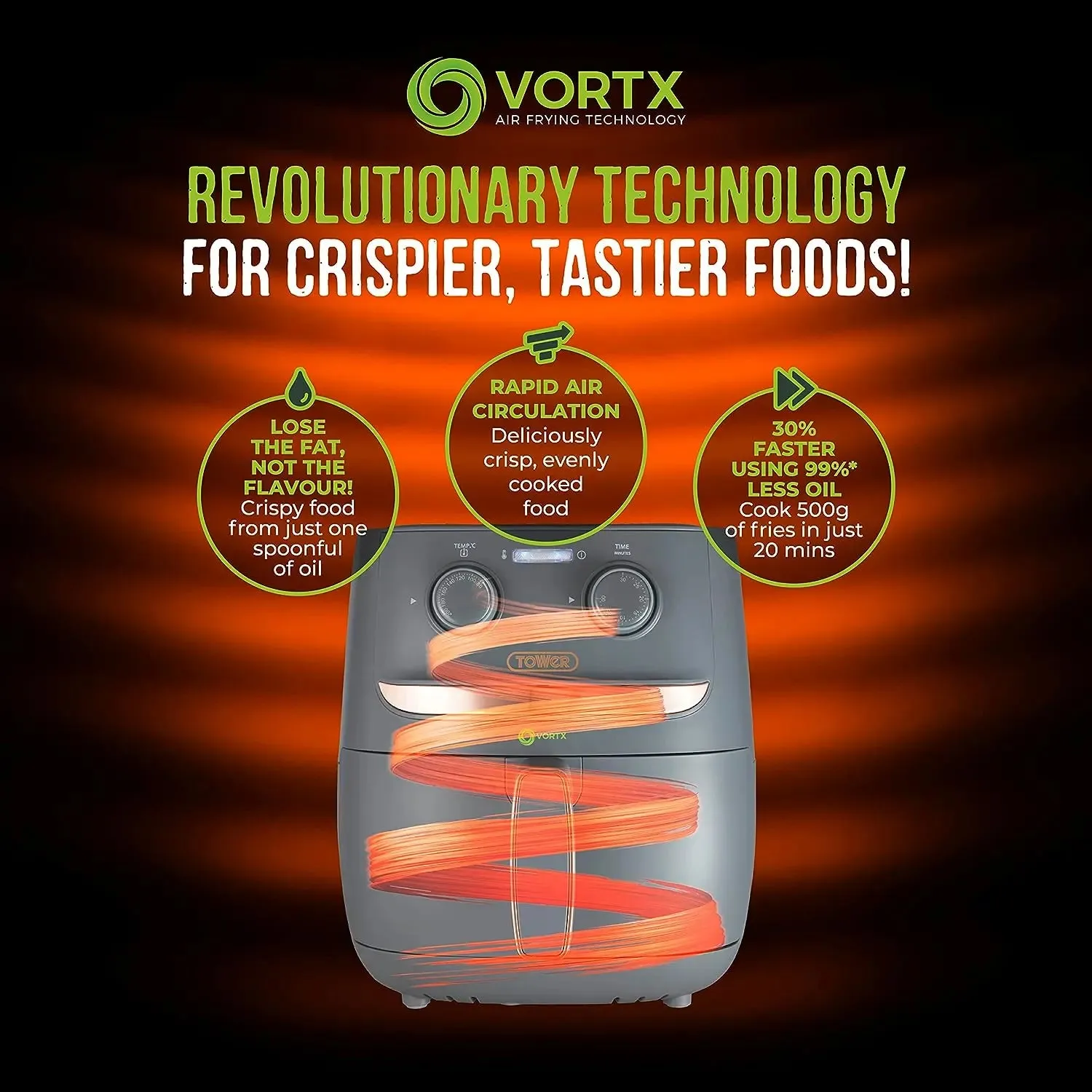 Tower Vortx 3.8L Air Fryer -Grey