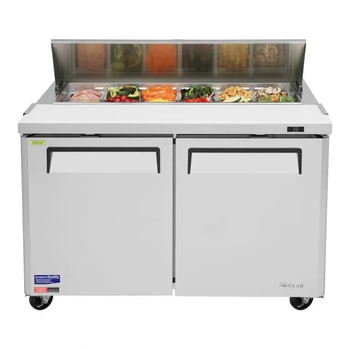 Turbo Air M3 Series 48" Sandwich / Salad 12 Pan Refrigerated Prep Table, 2 Solid Doors