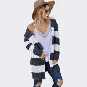 Two-Tone Mid-Length Cardigan Trench