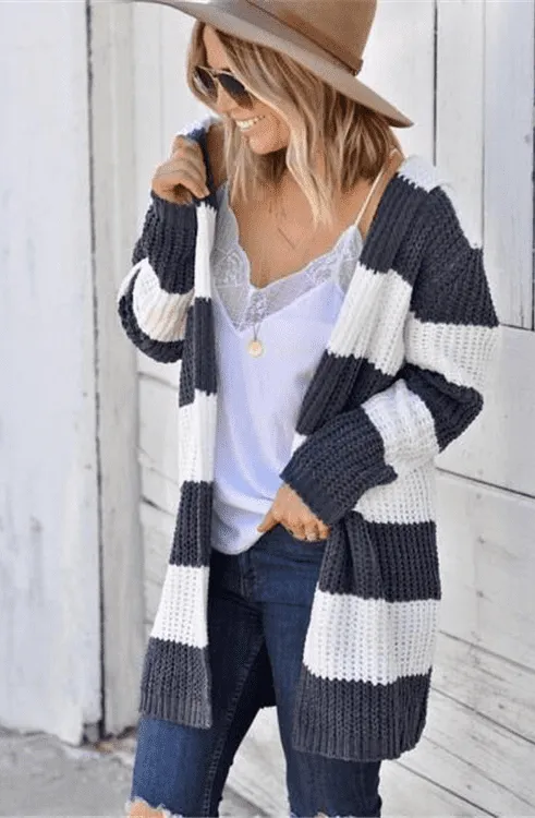 Two-Tone Mid-Length Cardigan Trench