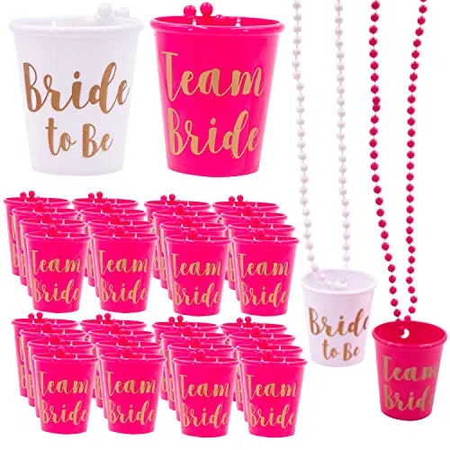 Upper Midland Products 20 Bachelorette Party Shot Glasses Necklace White