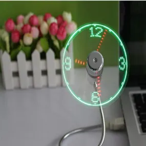 USB Mini Flexible Time LED Clock Fan With LED Light