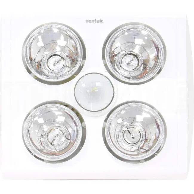 Ventair 3 In 1 KLEIN Bathroom Heater Lamp Light & Exhaust Fan White With 4 Heat & 1 Light & Complete Ducting Kit