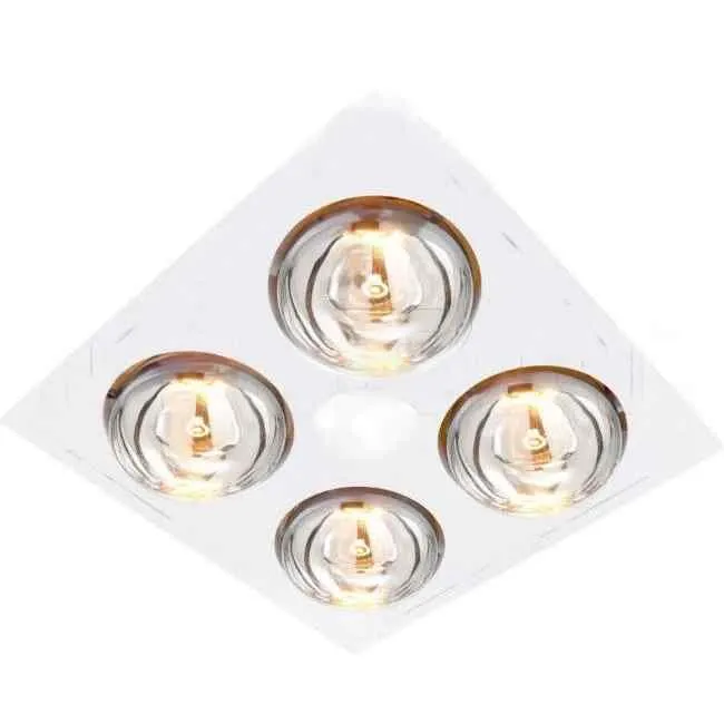 Ventair 3 In 1 MYKA 4 x 275 Watt Bathroom Heater Lamp Light 1 x 10 Watt LED Downlight And Exhaust Fan White