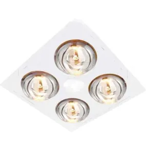 Ventair 3 In 1 MYKA 4 x 275 Watt Bathroom Heater Lamp Light 1 x 10 Watt LED Downlight And Exhaust Fan White