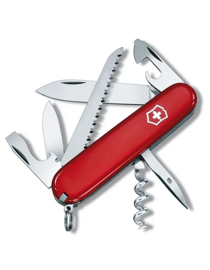 Victorinox Swiss Army Camper Knife - Red - 12 Tools - Wood Saw - Key Ring