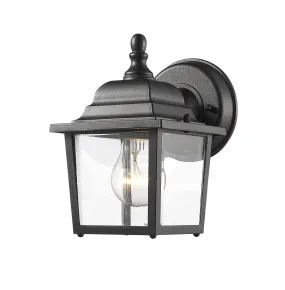 Waterdown 1-Light Outdoor Wall-Light in Black with Clear Beveled Glass