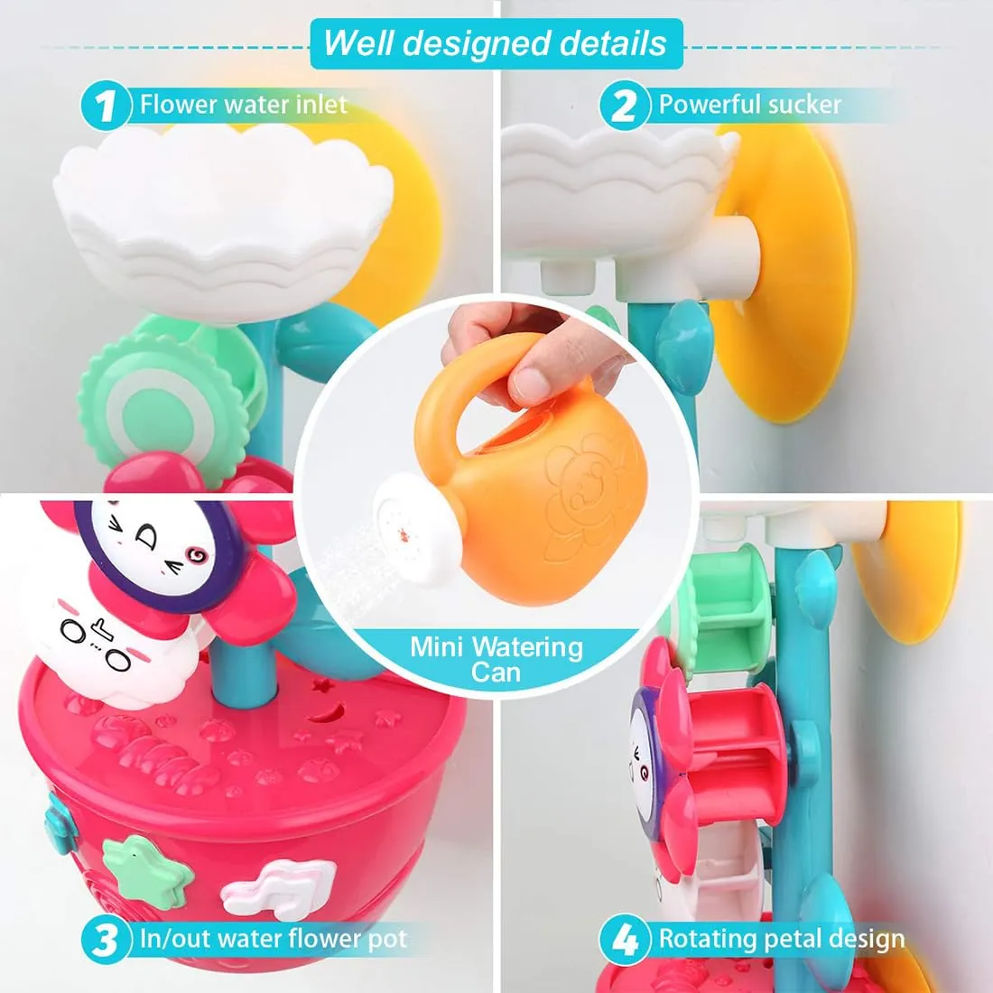 Wembley Bath Toys Water Toys for Kids Bath Tub Bathing Toys for Baby 0 - 3 Years Infant Toddlers with Mini Sprinkler and Cups Pool Toys