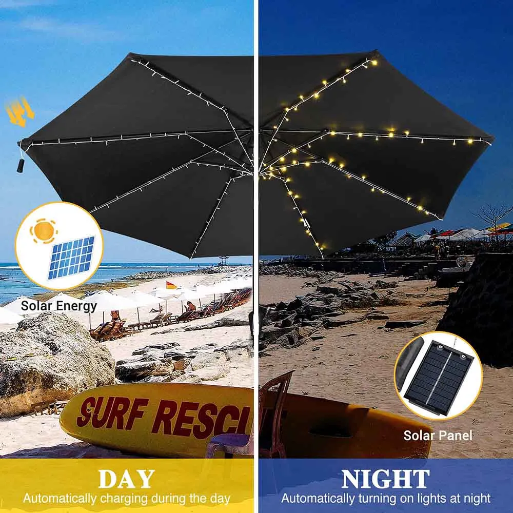 Yescom Solar Umbrella Lights with Remote for 9-10ft 8-Rib (4.75ft)